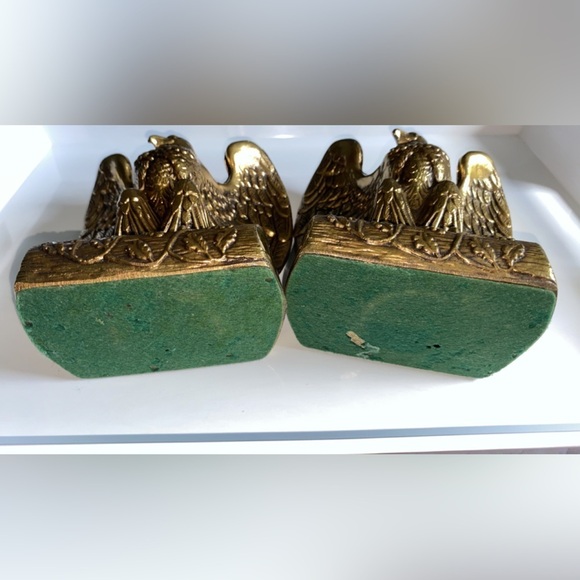 Vintage American Eagle Patriotic Brass Bookends Beautiful Detail Heavy Duty - Picture 4 of 6